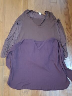 We The Free Brown long sleeve waffle knit shirt! Size Large Oversized